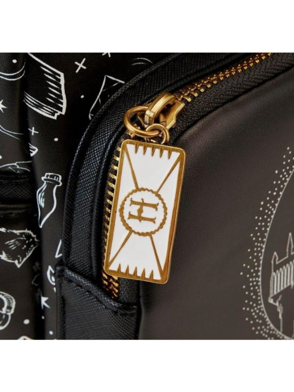 Loungefly Harry Potter Hogwarts Castle Black White Mini Backpack AOP Moon NWT - Picture 3 of 6